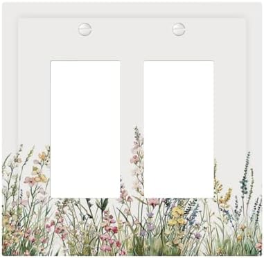 Decorative Outlet Covers Boho Wildflower Green Leaves Rustic Floral Botanical 2 by Lightswitchcovers