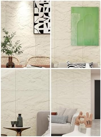 4-Pack 3D Faux Stone Wall Panels Rock Wall Panel Marble White - Image 6