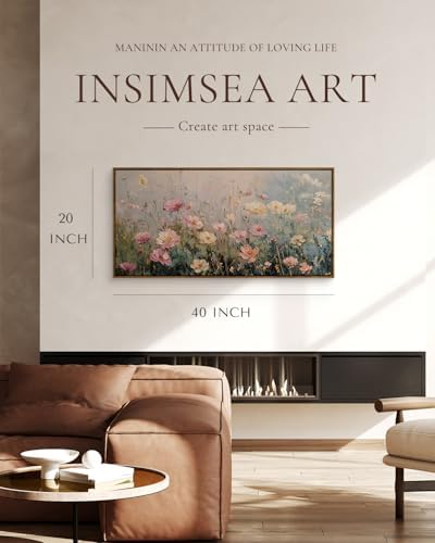 InSimSea Extra Large Framed Vintage Wall Art, Wildflowers Field - Image 3