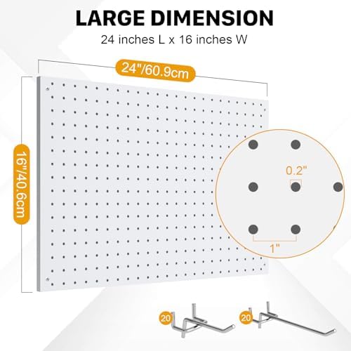 Peg Board, 4 Pack Metal Pegboard Panels White Pegboards Wall Organizer - Image 3