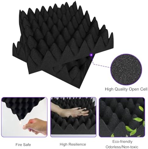 TroyStudio Thick Acoustic Foam Panels, Dense Soundproof Padding Tile, Recording - Image 4