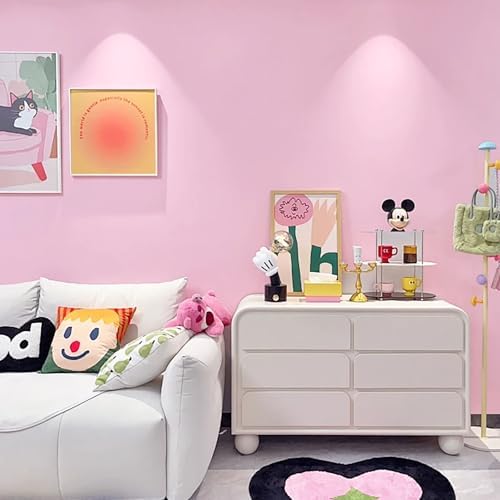 Yasinet 17.71" X 118" Pink Wallpaper Solid Color Peel and Stick Wallpaper Pink - Image 5