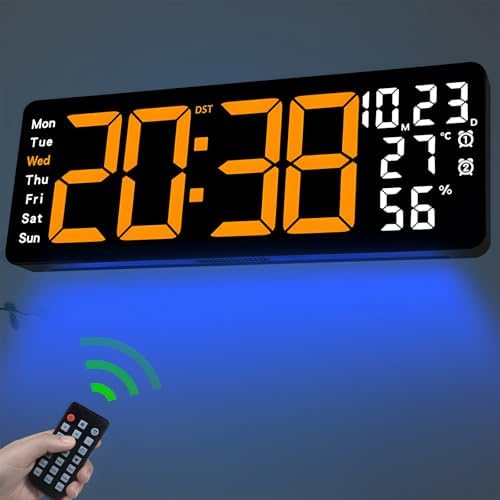 JoFomp 17.3" Large Digital Wall Clock, LED Digital Clock Large Display by JoFomp