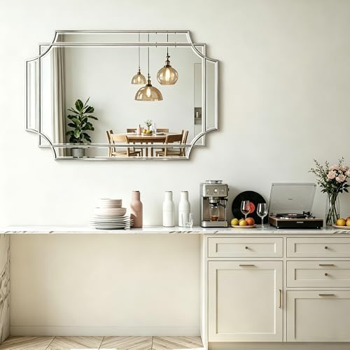 30"x20" Geometric Decorative Beveled Mirror - Image 5