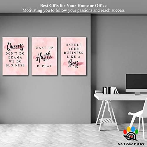 Office Wall Art-3 Panel Motivational Wall Art, Inspirational Quotes Canvas Art - Image 3