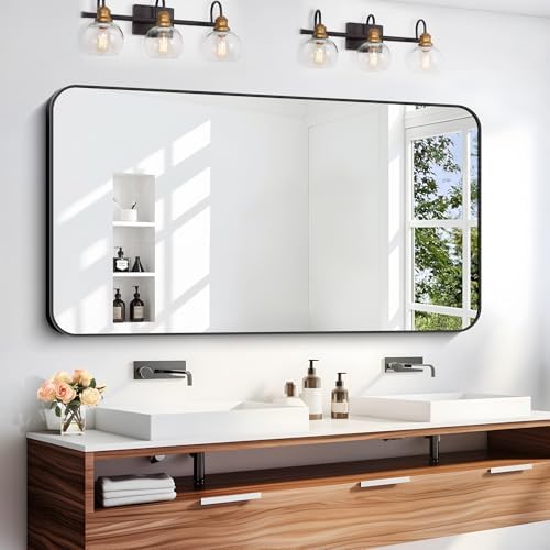 DESBING 24" x 48"Bathroom Mirror, Matte Black Wall Mirror by DESBING