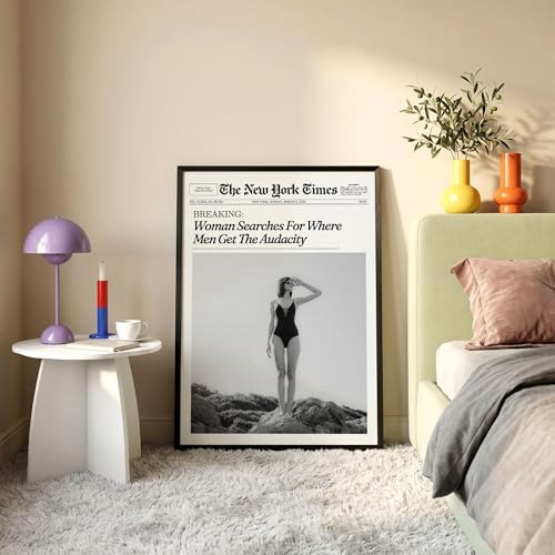 Trendy NewsPaper Wall Art 12x18in Black Framed Woman Searches - Image 2