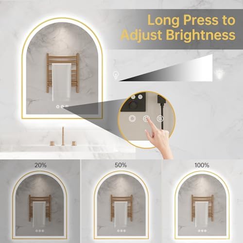 24"x30" Arched LED Lighted Bathroom Mirror - Image 4