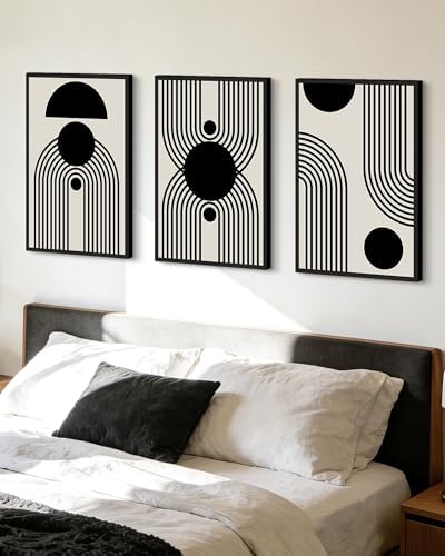 Drsoum Lager 16x24in Black and White Abstract Framed Wall Art Decor Duotone - Image 4