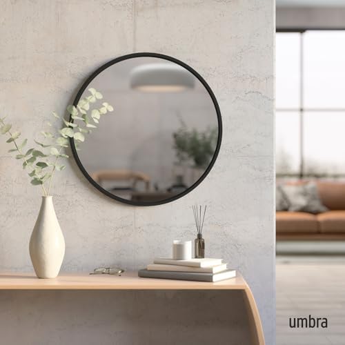 Umbra Hub Round Wall Mirror, Rubber Frame Bathroom Mirror - Image 2