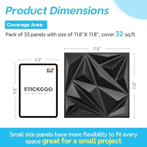 STICKGOO Black 3D Wall Panels, 33 Pack - Image 3