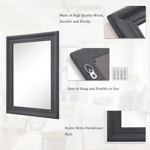 Retro Wall Mirror with Wood Frame Farmhouse Rectangle Hanging Mirrors Decorative - Image 6