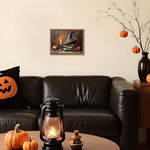 Framed Vintage Halloween Pumpkin Wall Art, Rustic Harvest Pumpkin Canvas Print - Image 6