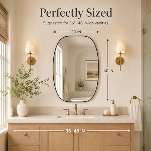 USHOWER Black Oval Bathroom Mirror 30x40 Inch - Image 5