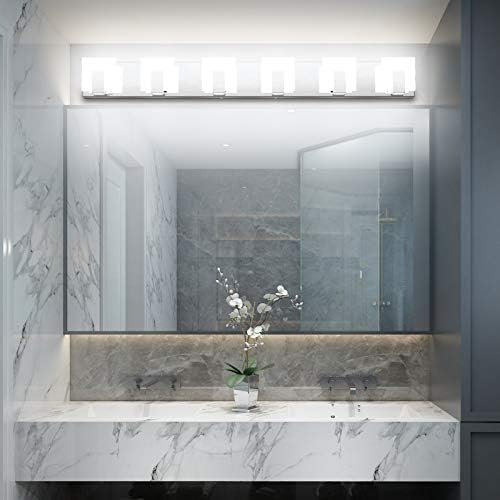 Aipsun 6 Lights Modern LED Bathroom Vanity Light Acrylic Stainless Steel Chrome - Image 2