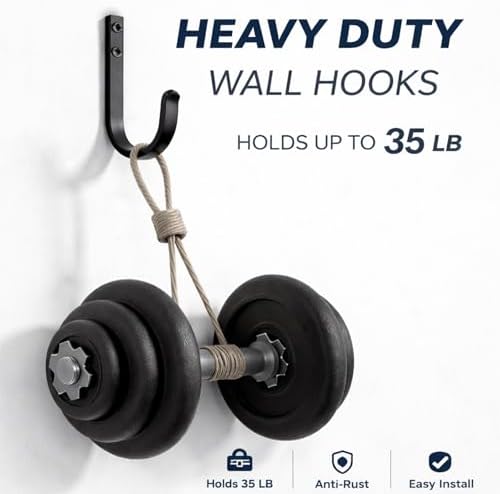 Wall Hooks for Hanging, Heavy Duty Solid Iron Coat Hooks - Image 3