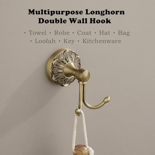 Antique Brass Towel Hook, Wall Mounted Bathroom Hook - Image 3