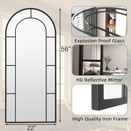 Arched Full Length Mirror, Farmhouse Pane Mirrors - Image 2