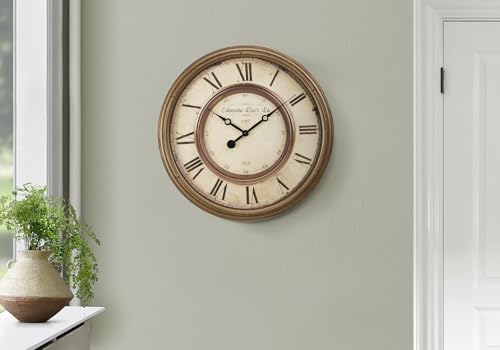 Monarch Specialties I 9047 Clocks, Wall Clock, Antique Brown, Transitional - Image 2