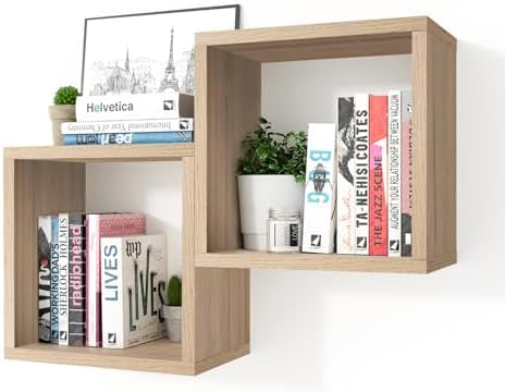Kaboon Cube Floating Shelves Set2, Display Shelves Wall Mount 7.75" D x 12.5" W by Kaboon