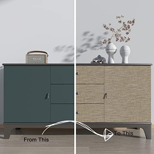 Decotalk 23.6x200 Inch Brown Grass Cloth Textured Wallpaper Peel and Stick - Image 7