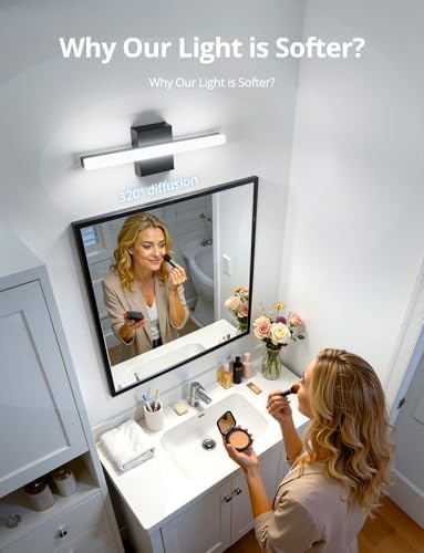 Combuh Vanity Light Fixtures Over Mirror, LED Black Bathroom Wall Lamps - Image 2