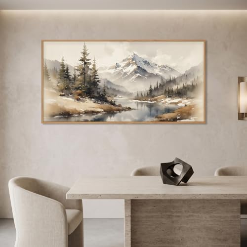 Boho Misty Mountain Watercolor Framed Canvas Wall Art Set -20"x40" - Image 3