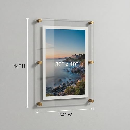 Azar Displays 105540-GLD Acrylic Floating Double Panel Wall Frame, Overall - Image 2