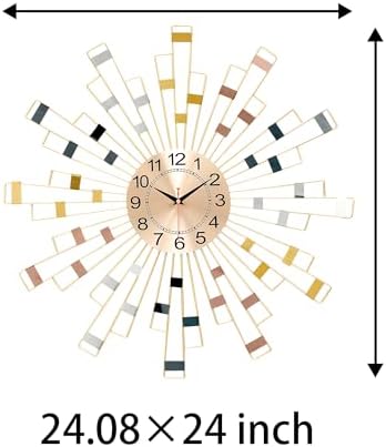 Gold Wall Clock, Silent Movement Wall Clocks Battery Operated, Mid-Century - Image 2