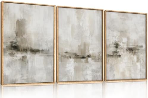 Large Minimalist Textured Framed Canvas Wall Art Set -24"×36"×3 - Image 5