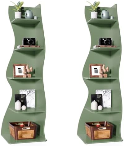 LITTLE TREE Small Corner Shelf, Modern 5-Tier Wall Corner Bookshelf, Stylish by LITTLETREE
