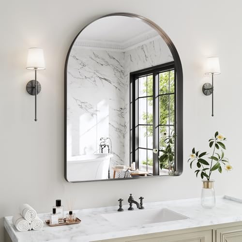 40"x36" Black Arched Mirror, Arched Wall Mirror - Image 2