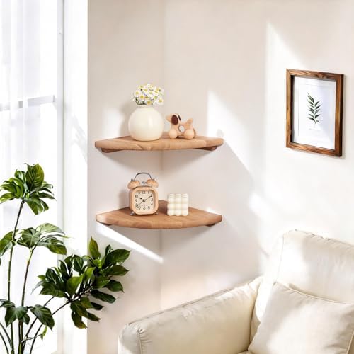 Corner Floating Shelf 7inch Solid Oak Wood Floating Corner Shelf - Image 7
