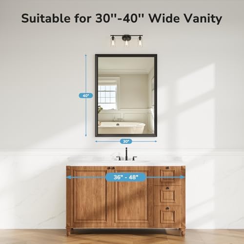 30x40 Inch Black Bathroom Mirror, Rectangle Vanity Wall Mirror - Image 5