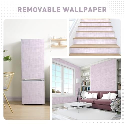 Light Pink Grasscloth Wallpaper Peel and Stick Wallpaper Texture Contact Paper - Image 3