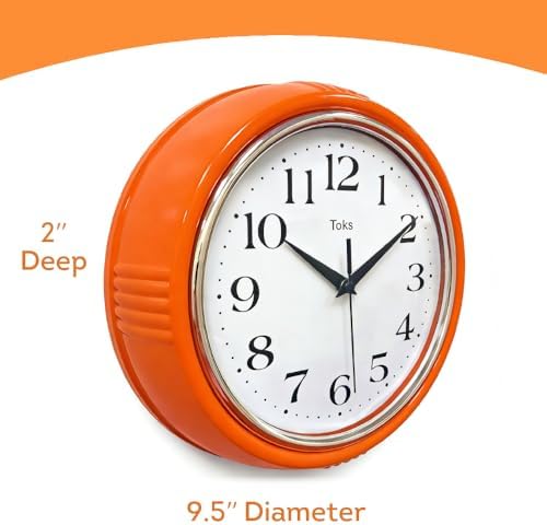 Lily's Home Retro Wall Clock, 9.5 Inch Vintage Design, Silent Non-Ticking - Image 2