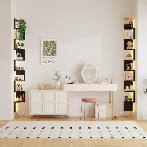 Qupui 8 Tier Corner Shelf with LED Light, 75 Inch Floating - Image 4