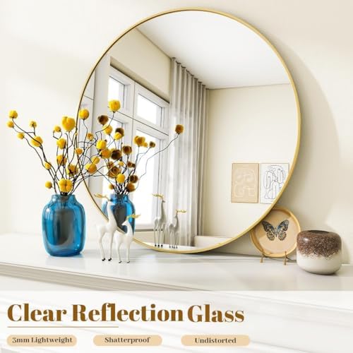 VooBang Large Gold Round Bathroom Mirror 48" - Image 4