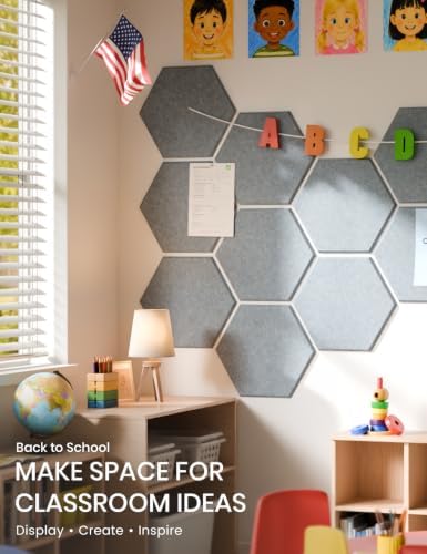 Fluxynara 8-Pack Hexagon Felt Bulletin Board Tiles, Slate Gray - Image 5