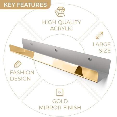 2 Packs 24 inches Gold Acrylic Shelves, Book Shelf - Image 5