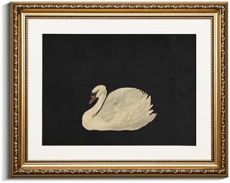VIYYIEA Gold Framed Swan Wall Art Rustic Canvas Painting, 13×16 Inch by VIYYIEAART