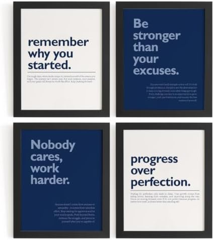 DSHFG Navy Blue Motivational Inspirational Office Wall Art Decor Prints by Unknown