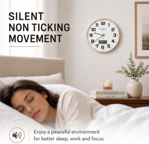 Cloud Space 12” Silent Wall Clock Battery Operated, Non Ticking Modern Wall - Image 3