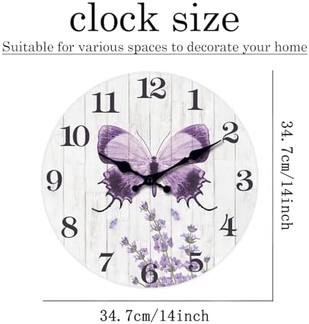 XFM Purple Farmhouse Butterfly Wall Clock - Image 6