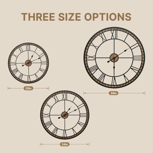 Micasso Decorative Wall Clock: 20 inch Modern Farmhouse Battery Operated - Image 3