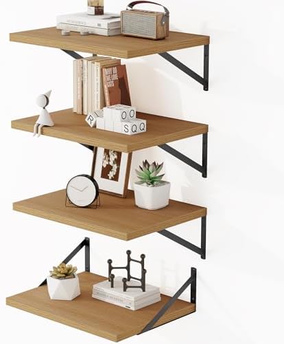Heimlove 16W x 12D Deep Floating Shelves Set of 4 Oak by Heimlove
