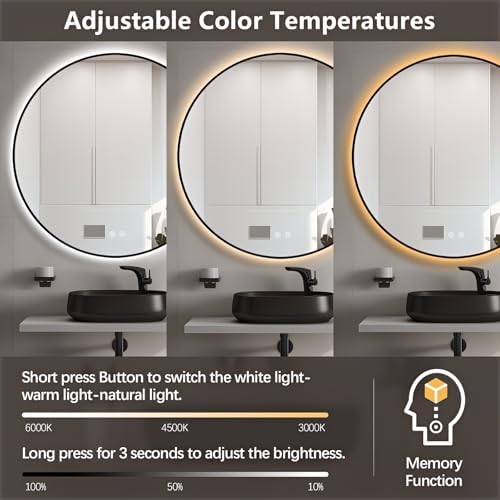 Niccy 40" Round LED Bathroom Backlit Mirror - Image 2