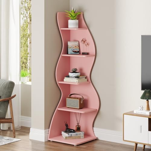 Tribesigns Corner Shelf, Modern 5-Tier Wall Corner Bookshelf, Stylish Corner - Image 4