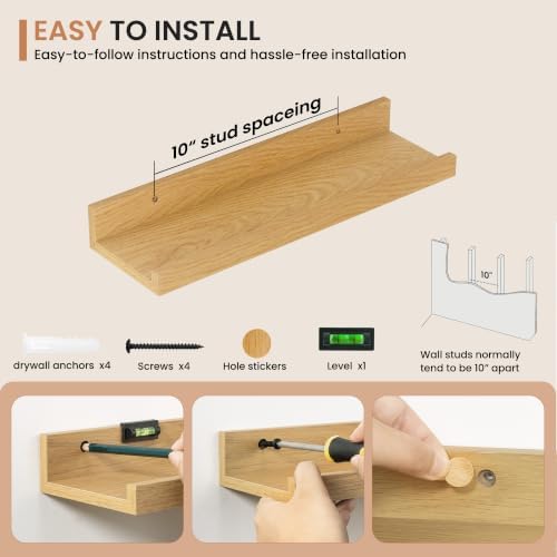 Dreamland Picture Ledge Shelf for Wall, Floating Shelves Set of 4, 16 inch Long - Image 4