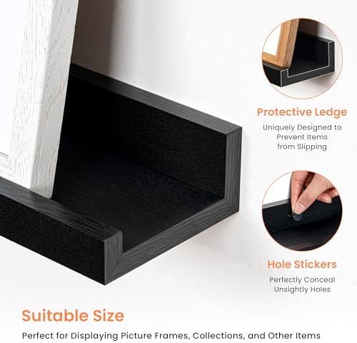 RICHFOCUS Picture Ledge Shelf, 36 inch Floating Shelves Set of 2, Wood Wall - Image 4